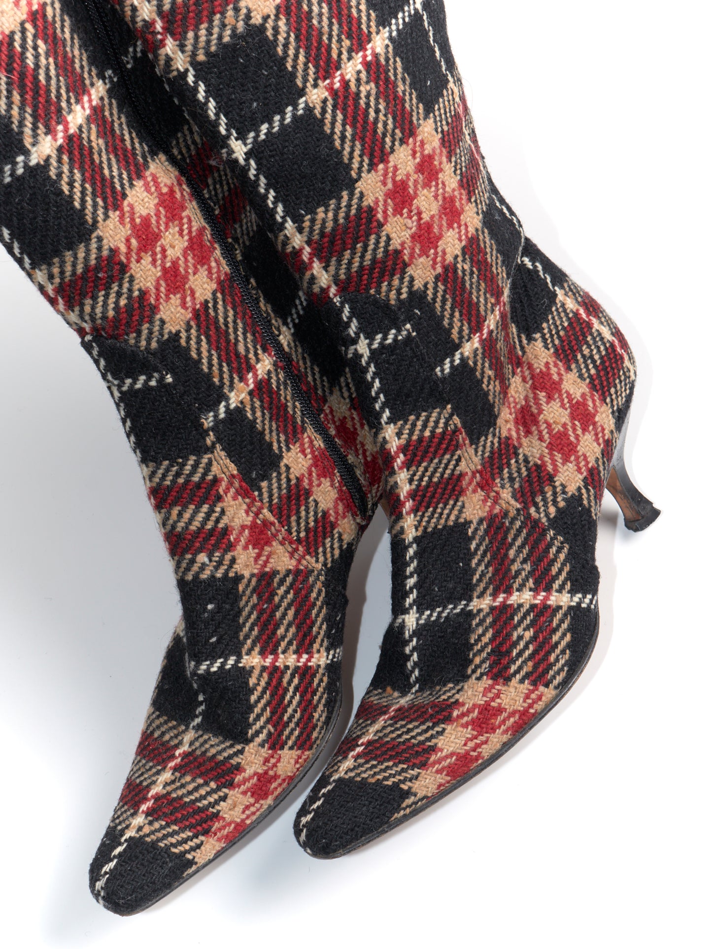 Burberry Check Wool Knee High Boots