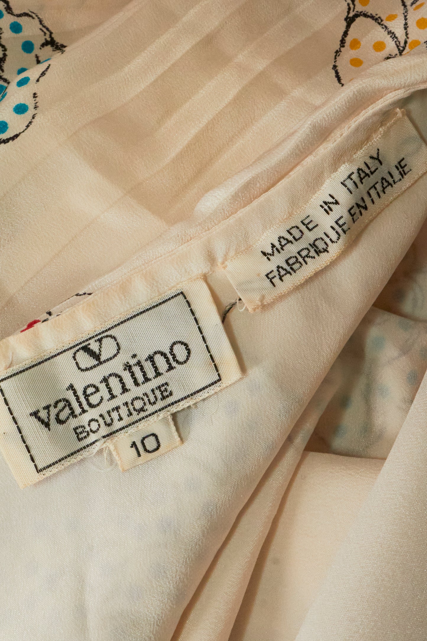 Valentino 90s Cream Floral Midi Dress