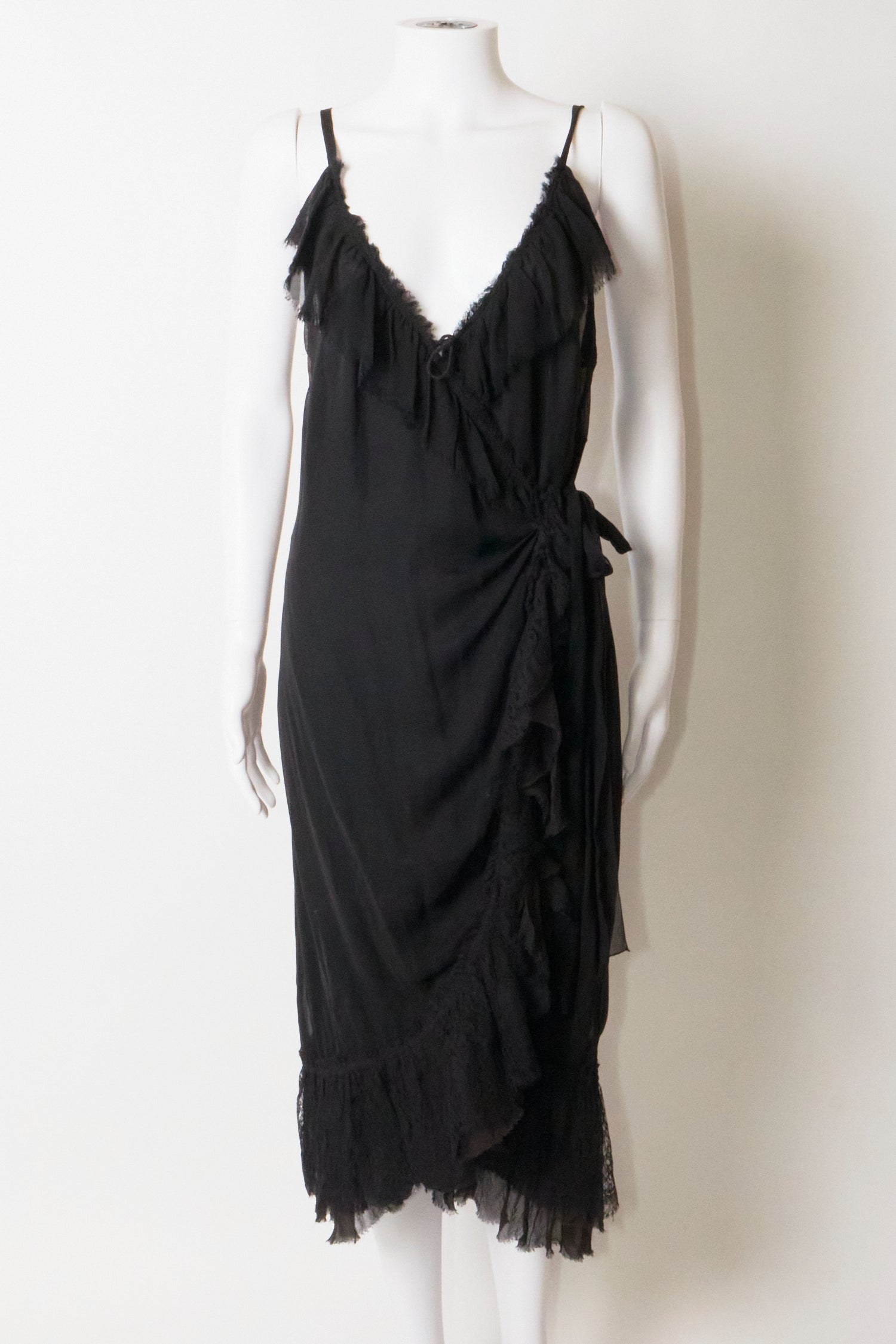 prada black silk dress Prada Satin Crepe Slip Dress - Black