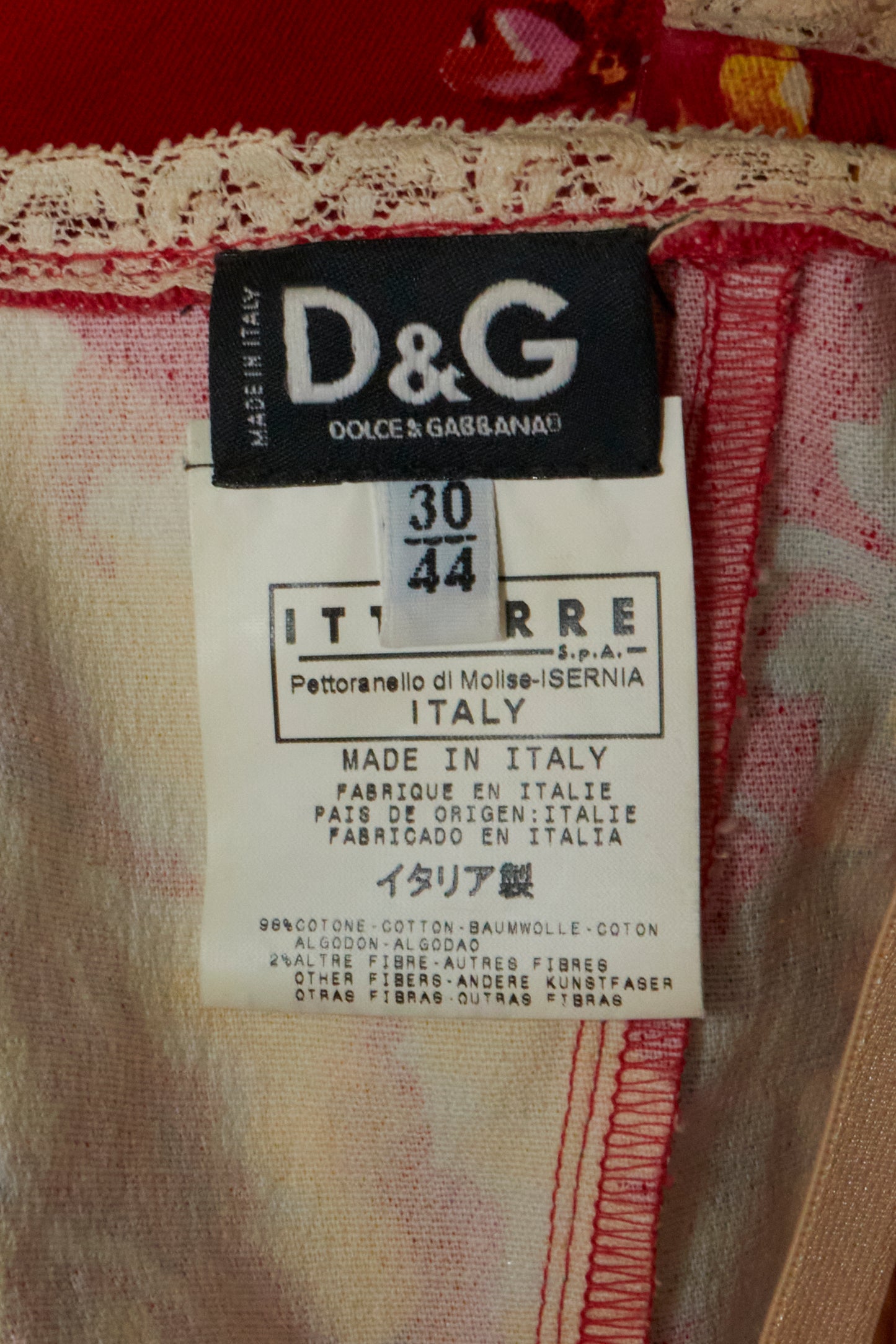 Dolce & Gabbana D&G 2003 Red Floral Corset Midi Dress