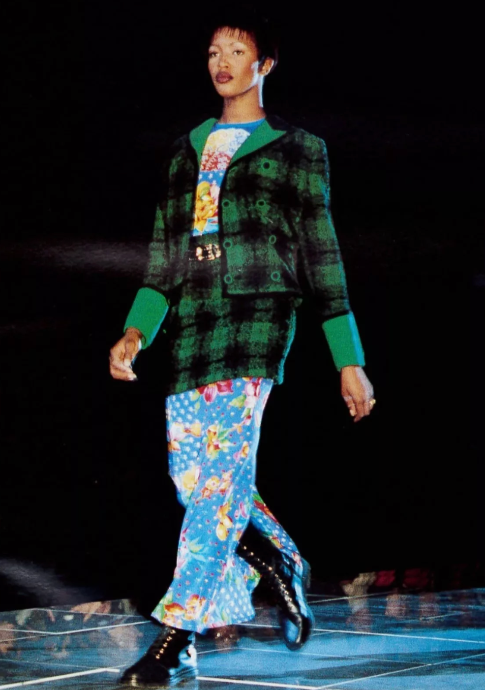 Gianni Versace Fall 1993 Green Check Blazer & Skirt Set