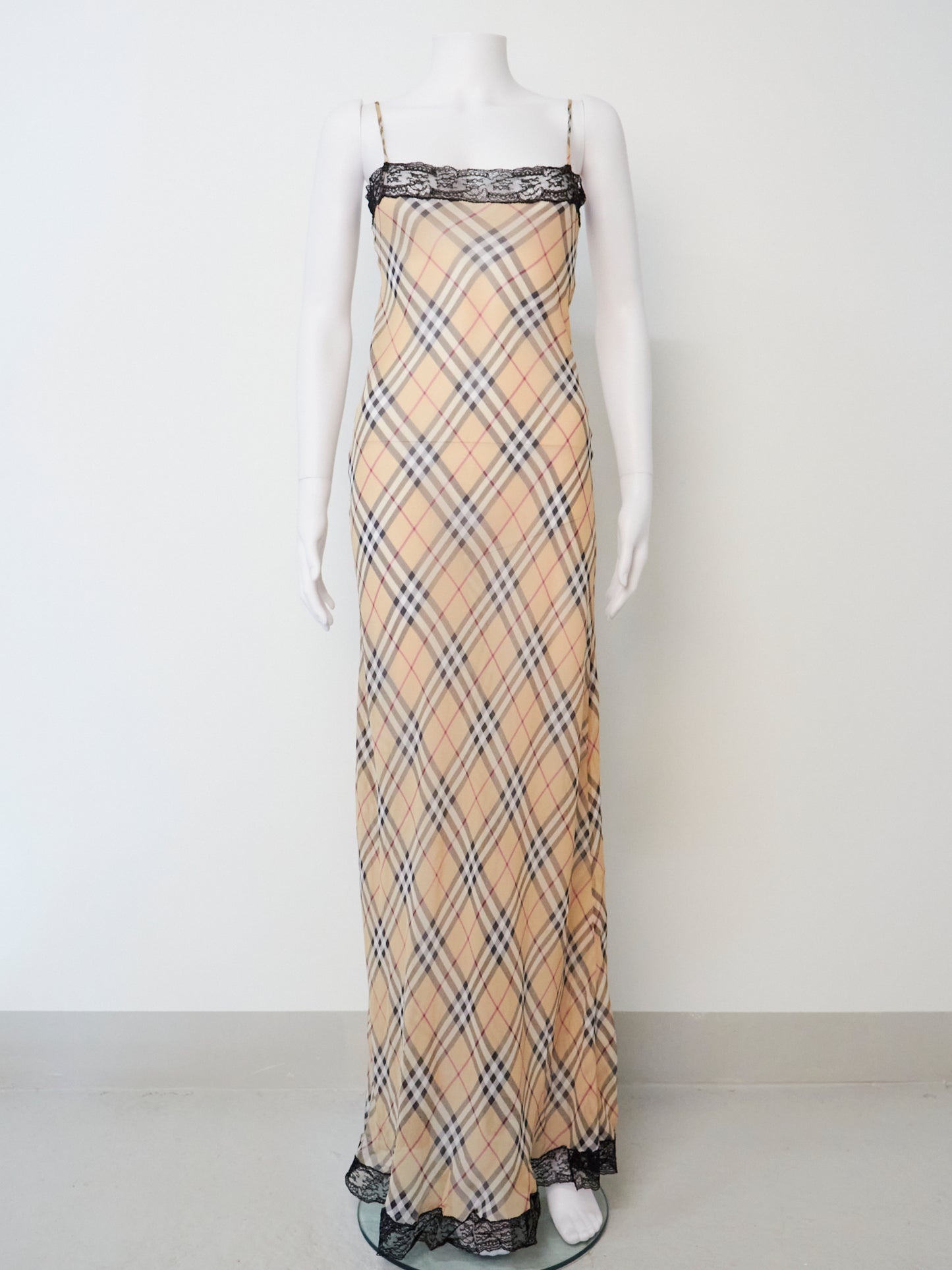 Classic Check Print Silk Sheer Dress