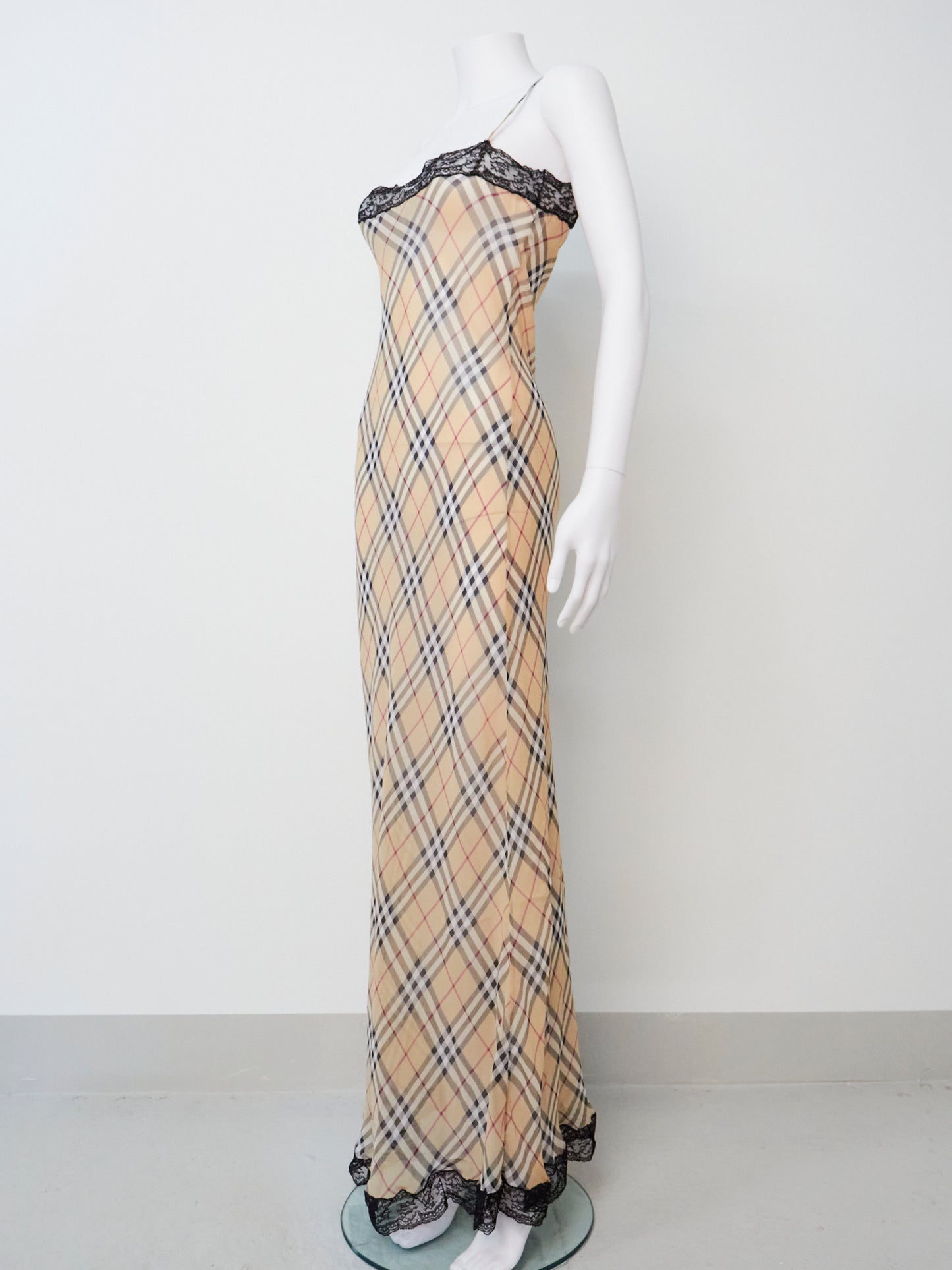 Classic Check Print Silk Sheer Dress