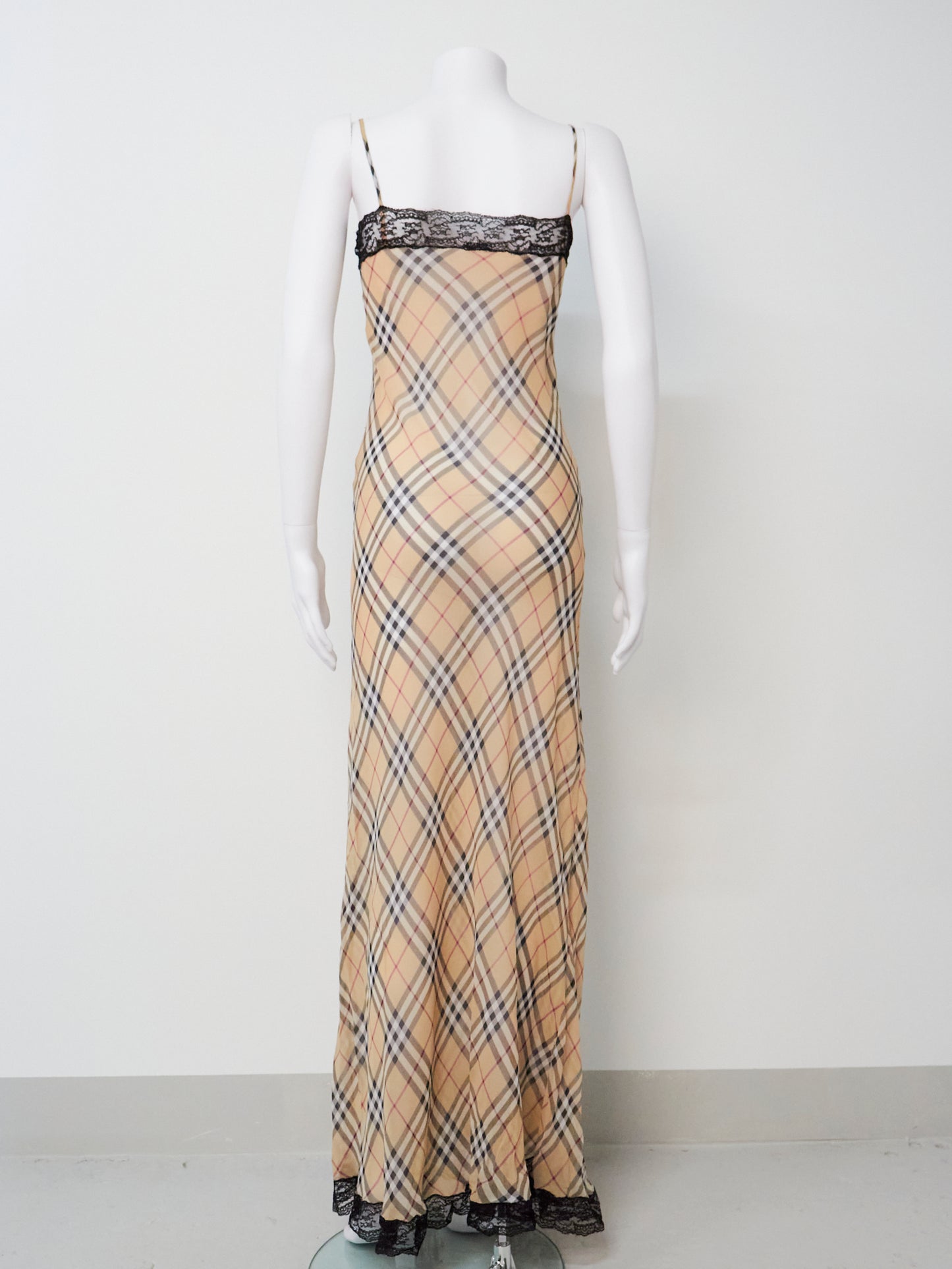 Classic Check Print Silk Sheer Dress