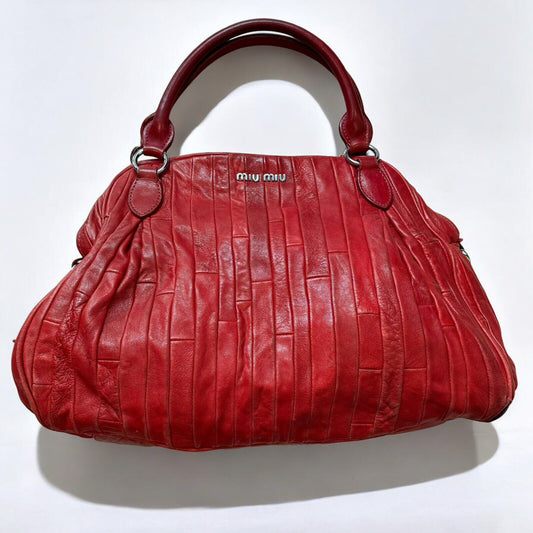 Miu Miu Red Quilted Leather Large Tote Shoulder Bag