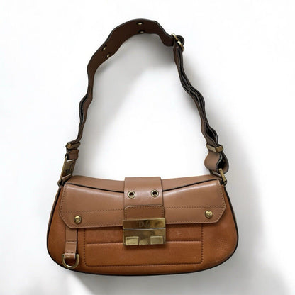 Christian Dior Columbus Street Chic Brown Leather Vintage Shoulder Bag