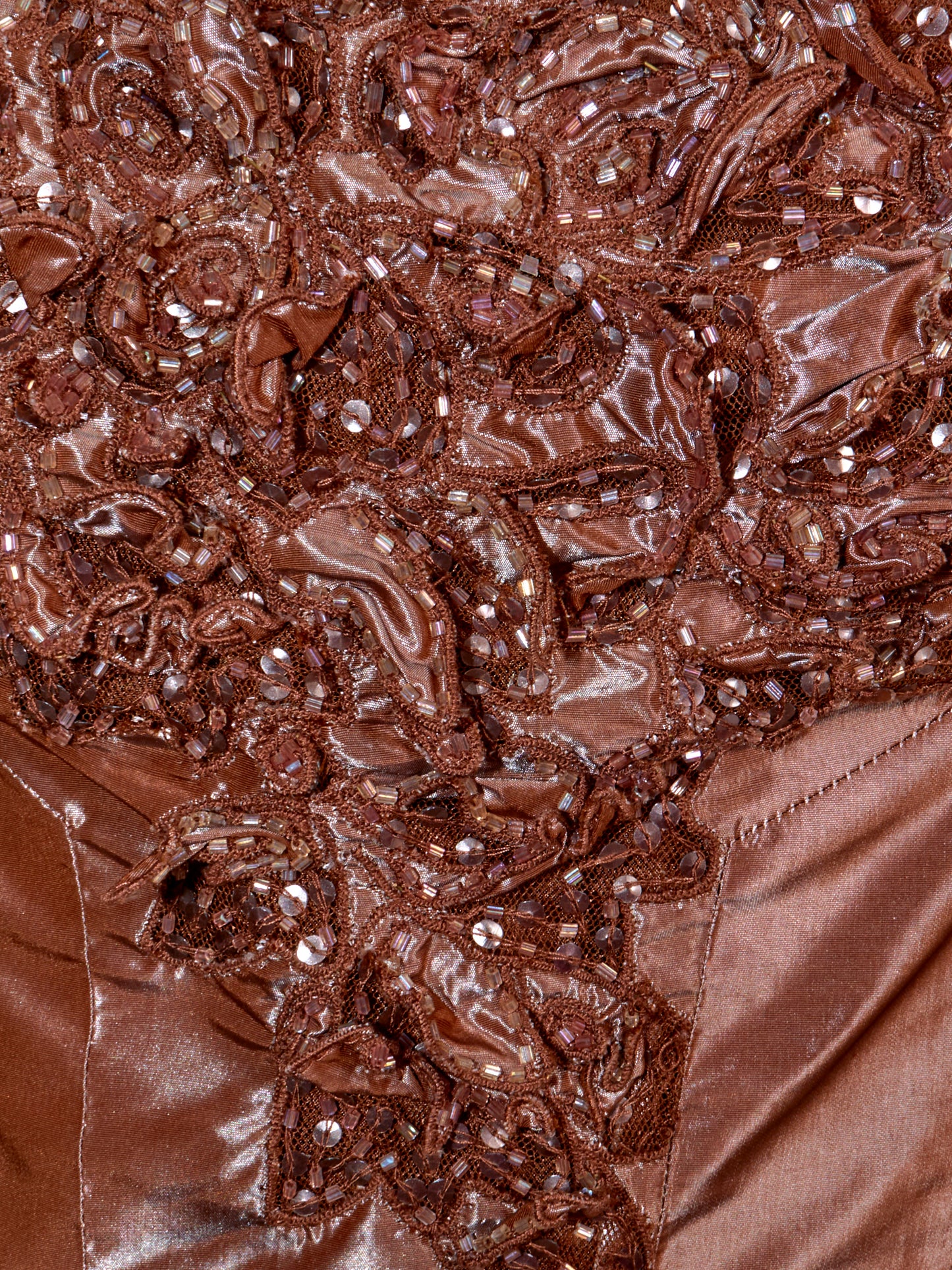 2000s Brown Silk Embellished Corset & Maxi Skirt set