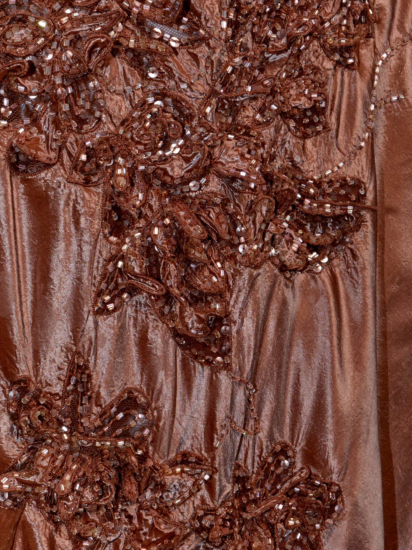 2000s Brown Silk Embellished Corset & Maxi Skirt set