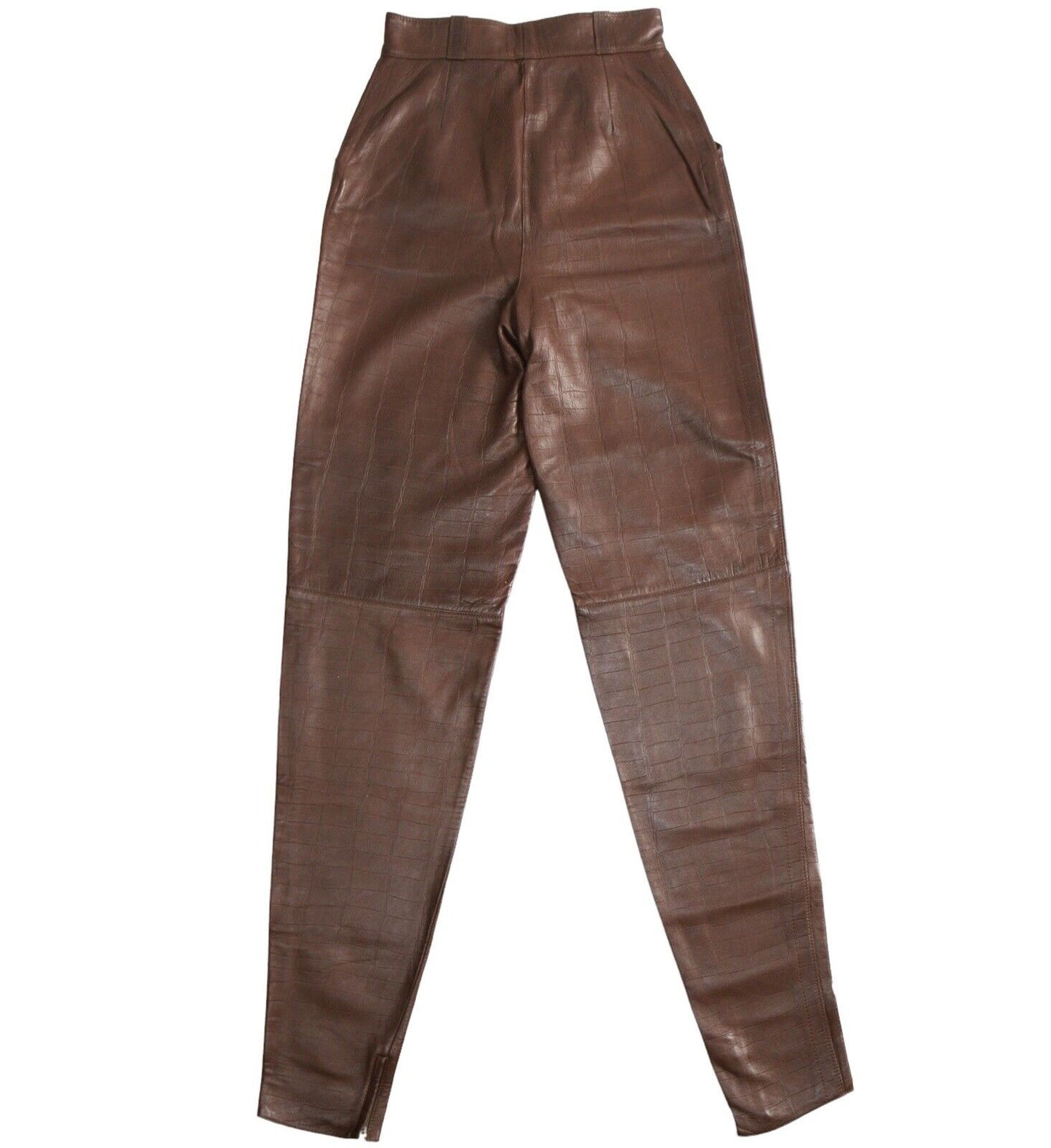 Gianni Versace Vintage Brown Leather Trousers Size 40