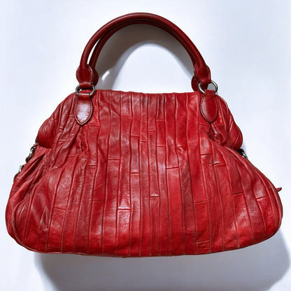 Miu Miu Red Quilted Leather Large Tote Shoulder Bag