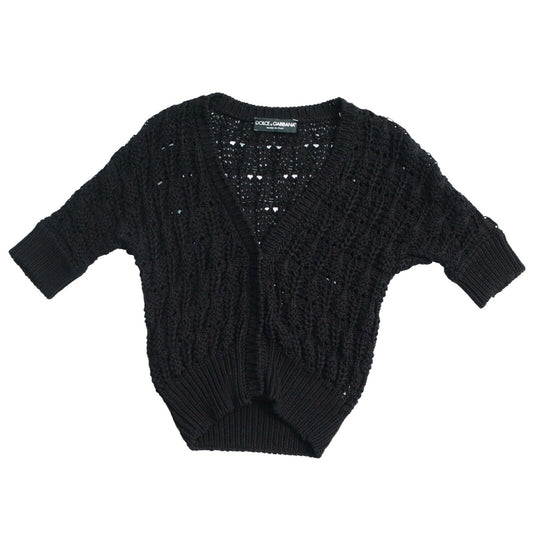 Dolce & Gabbana Black Crochet Cardigan Top Size 40