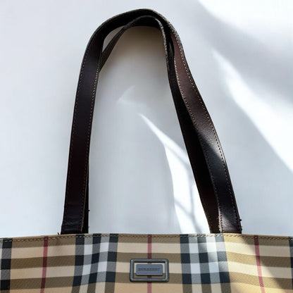 Burberry Beige Classic Check Print Vintage Shoulder Bag