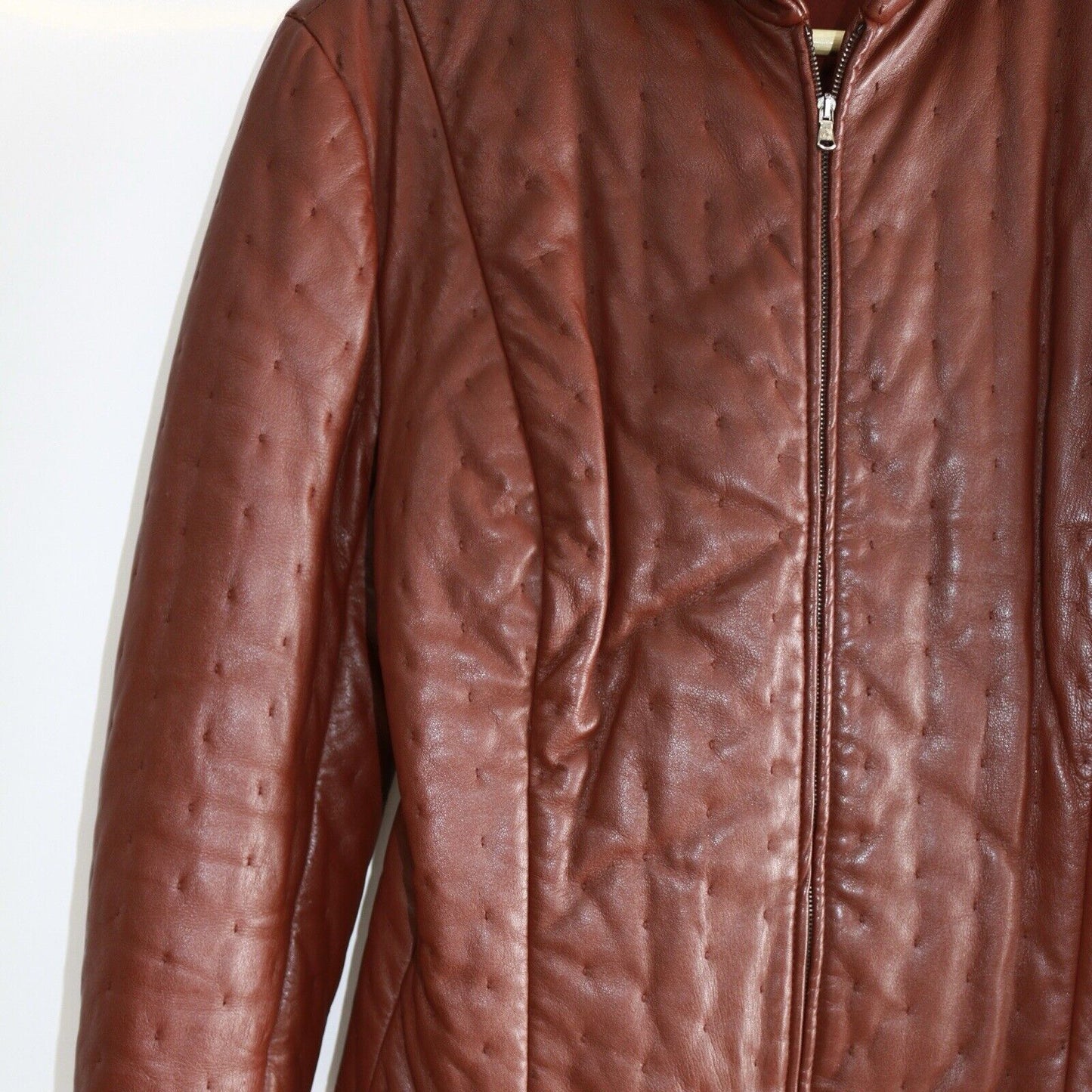 Loewe Vintage Burgundy Red 100% Leather Jacket Size 42