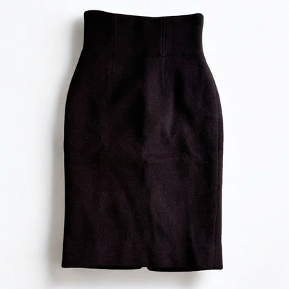 Alaia Brown Wool High Waist Knee Lenght Vintage Skirt