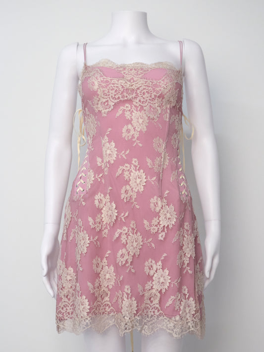 Pink Lace Corset Mini Dress