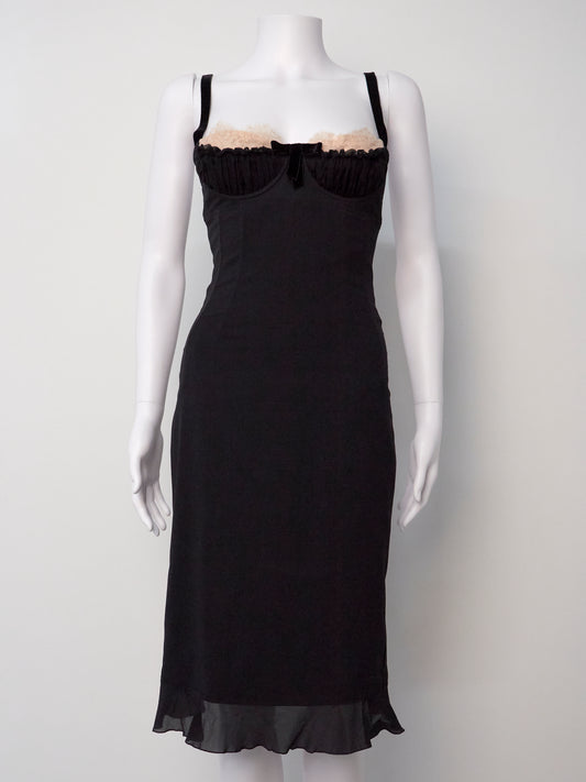 Black Bustier Bow Dress