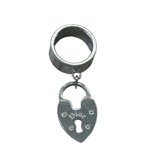 Christian Dior Silver Love Heart Lock Ring