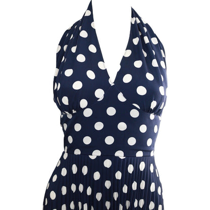 Blumarine Folies Navy Polka Dot Halter Mini Dress XS