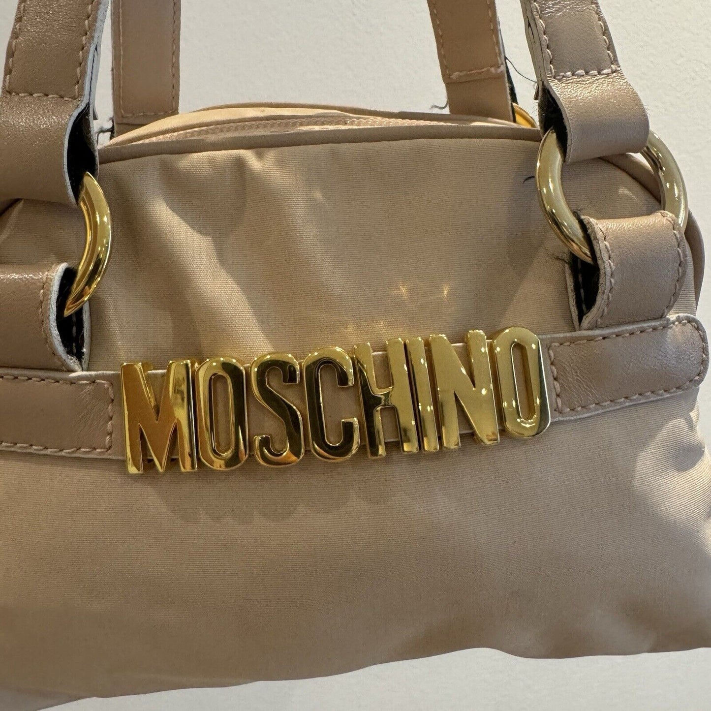 Moschino Beige & Gold Nylon Vintage Mini Bag