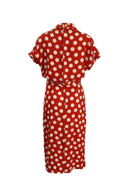 Chanel Red & White Polka Dot Vintage Runway Midi Dress 1987 (XS)