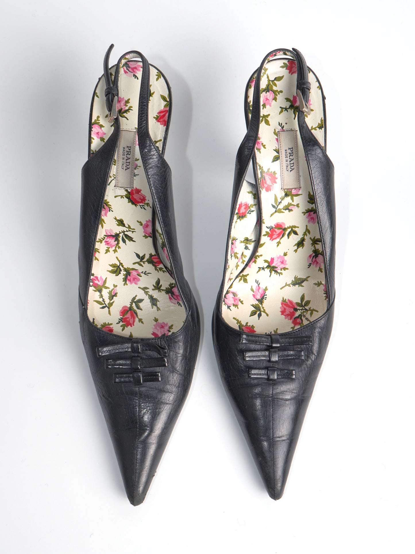 Black Bow Leather Heels