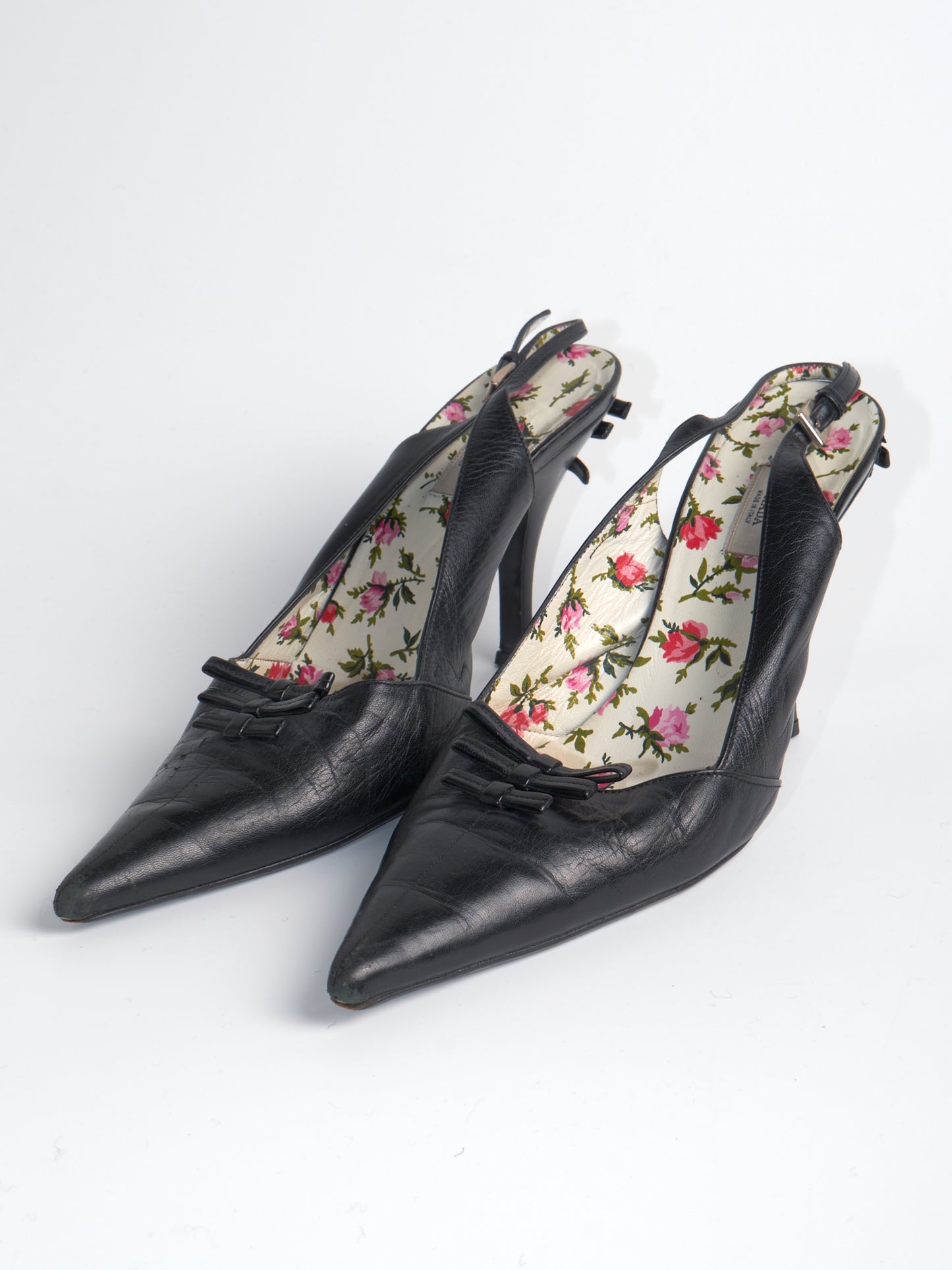 Black Bow Leather Heels
