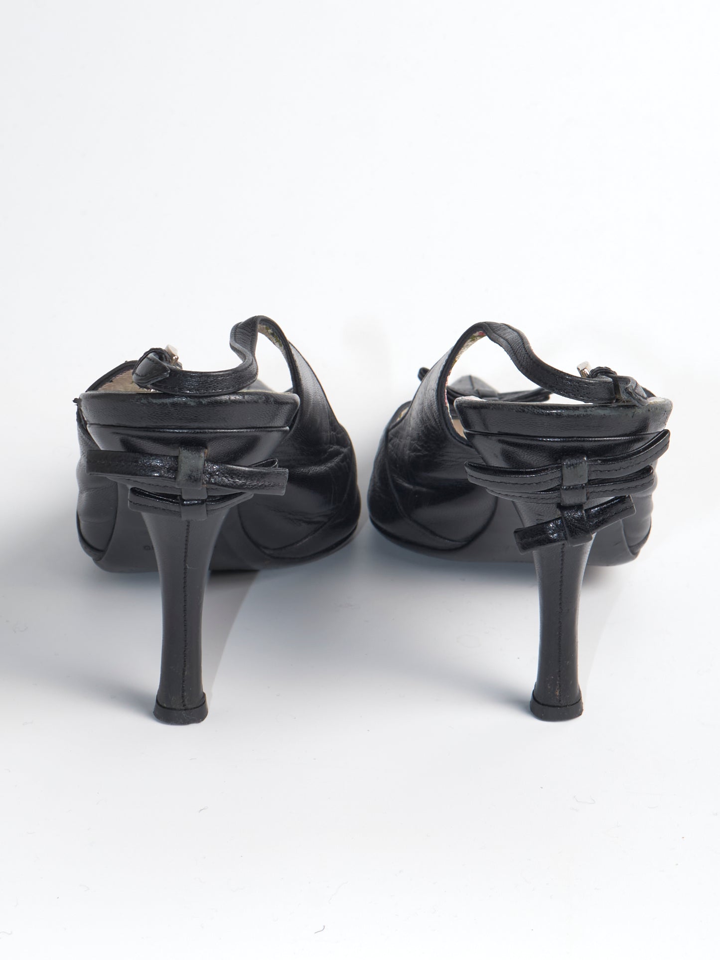 Black Bow Leather Heels
