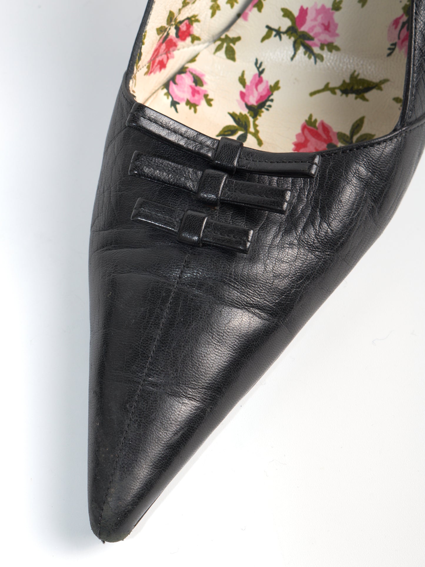 Black Bow Leather Heels