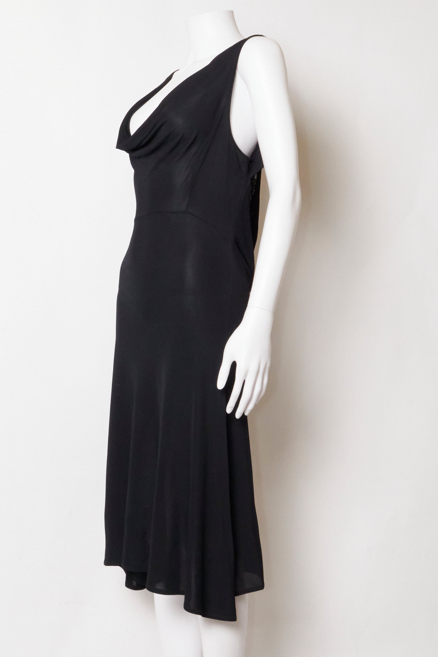 Valentino 2000s Black Beaded Backless Midi Dress