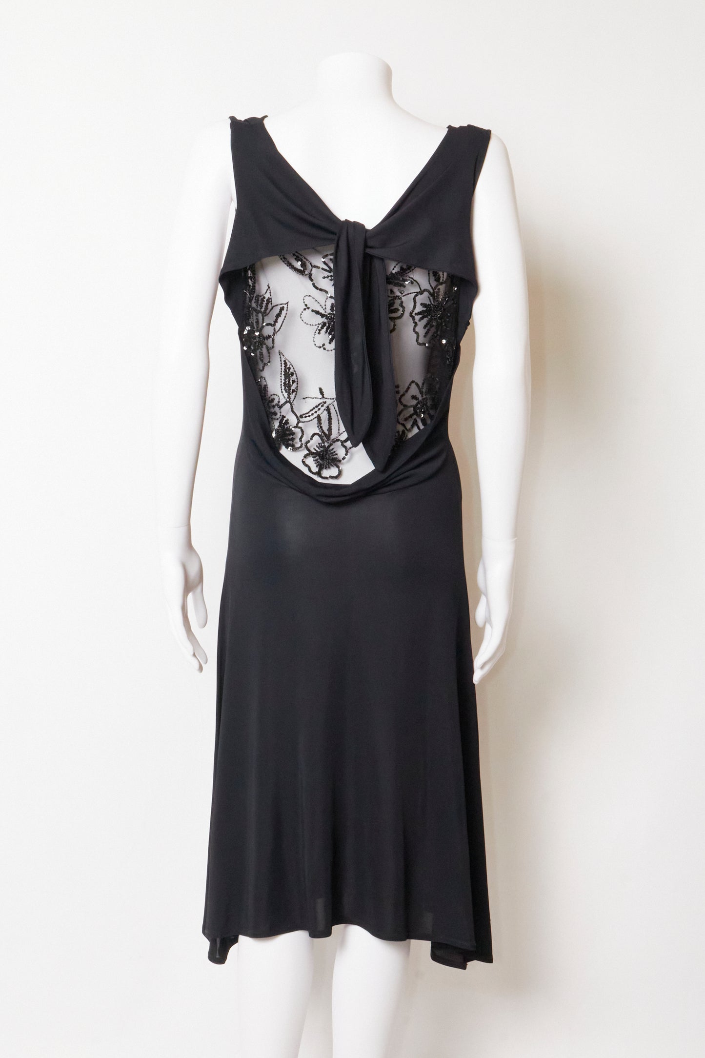Valentino 2000s Black Beaded Backless Midi Dress
