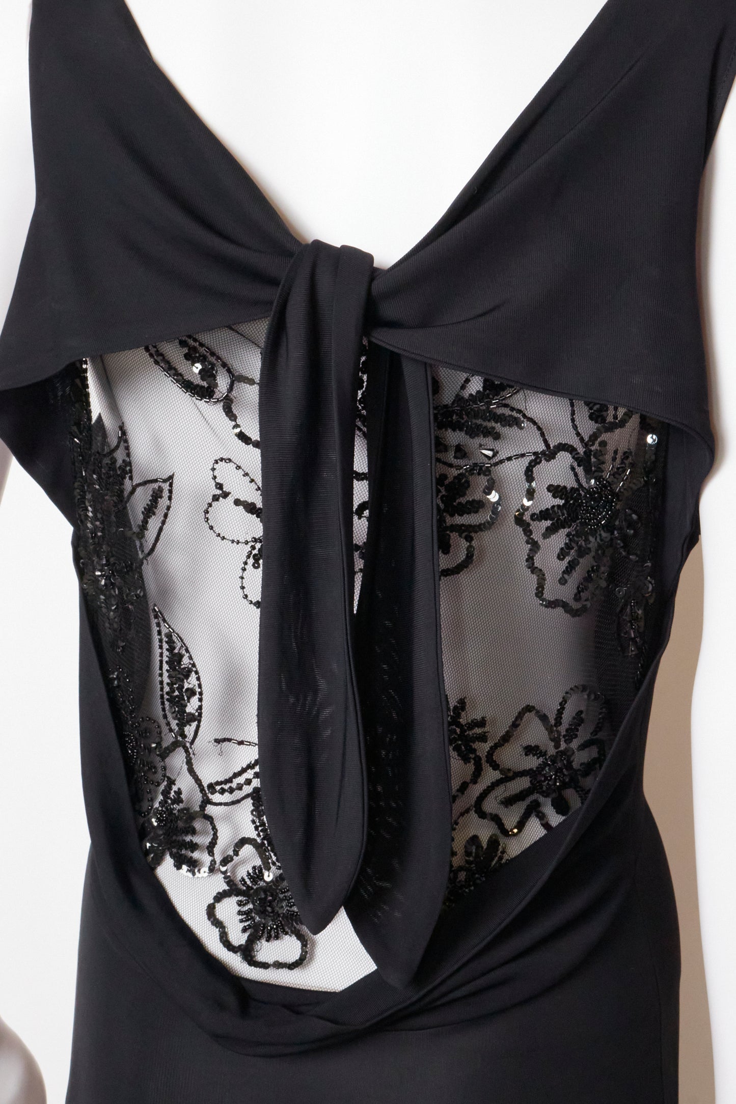 Valentino 2000s Black Beaded Backless Midi Dress