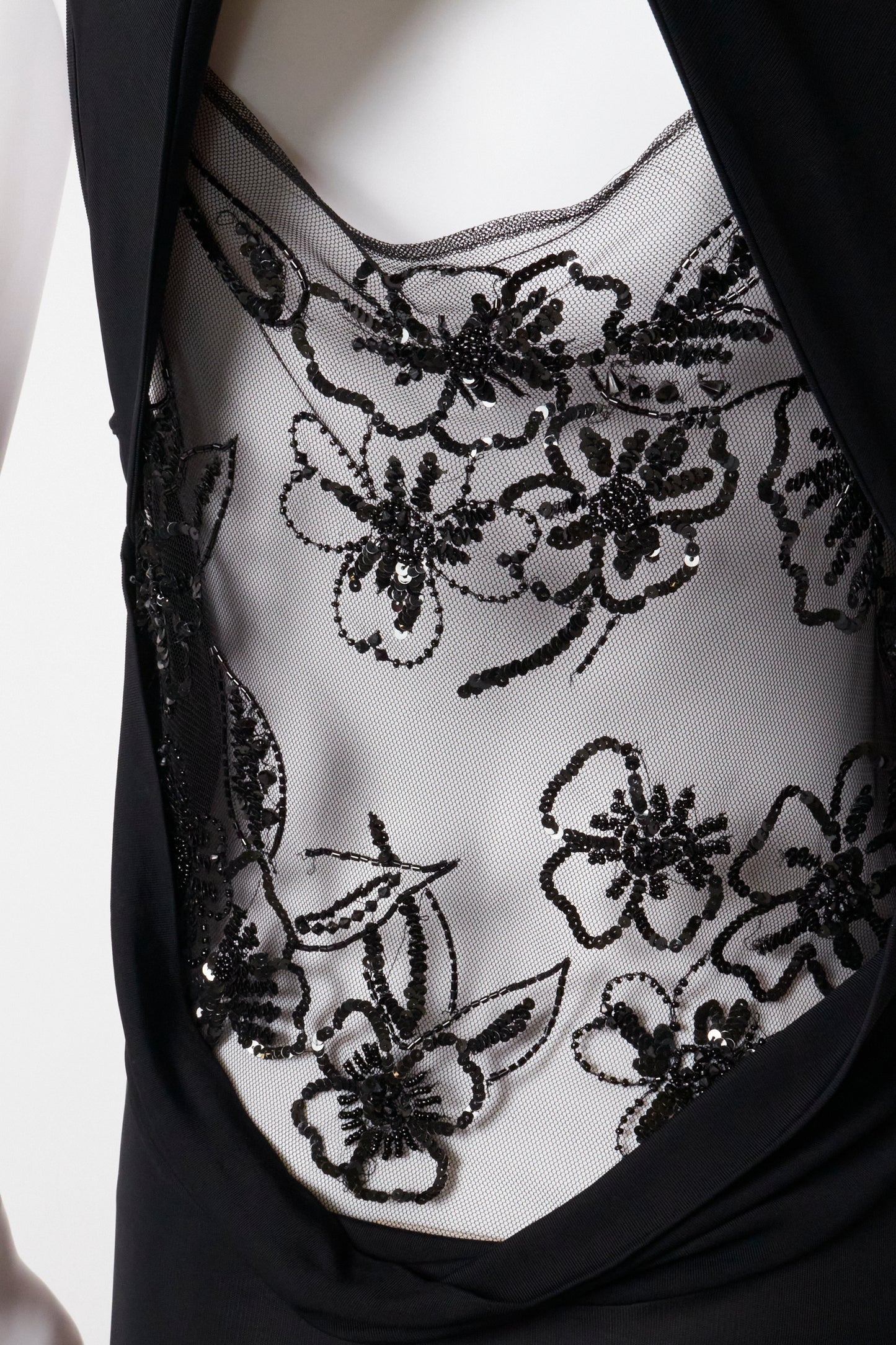 Valentino 2000s Black Beaded Backless Midi Dress