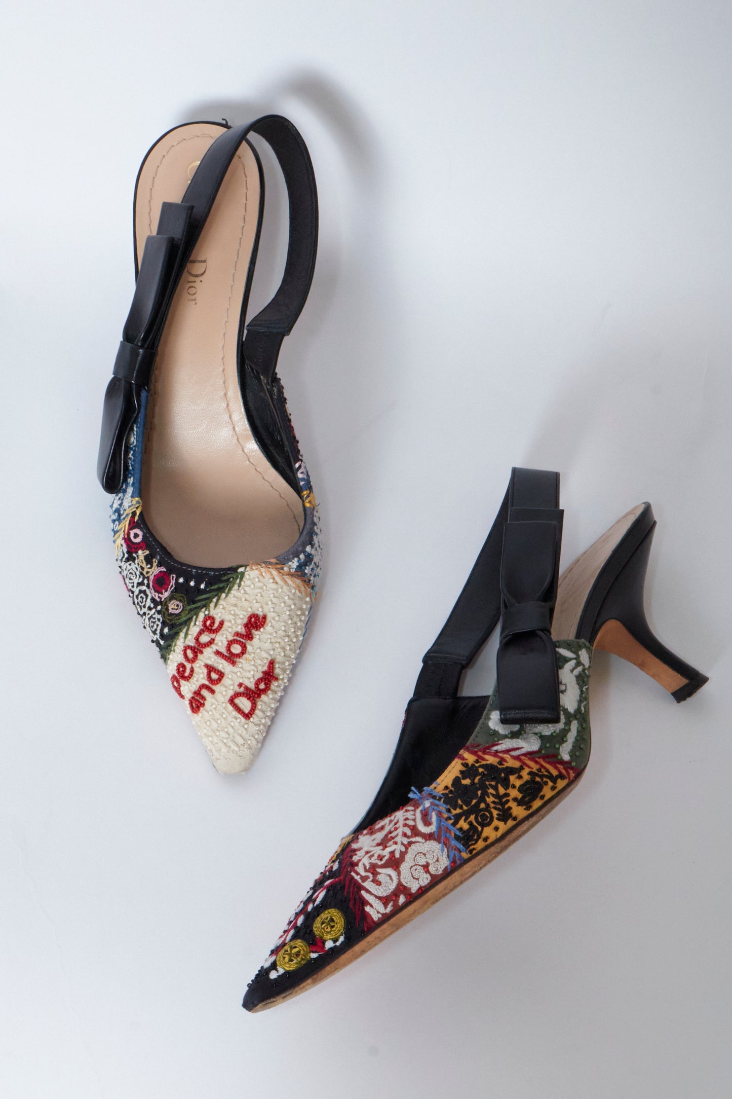 Christian Dior Beaded Leather Slingback Heels