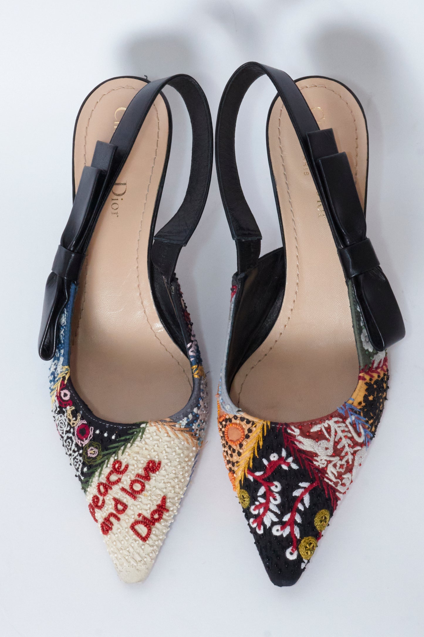 Christian Dior Beaded Leather Slingback Heels
