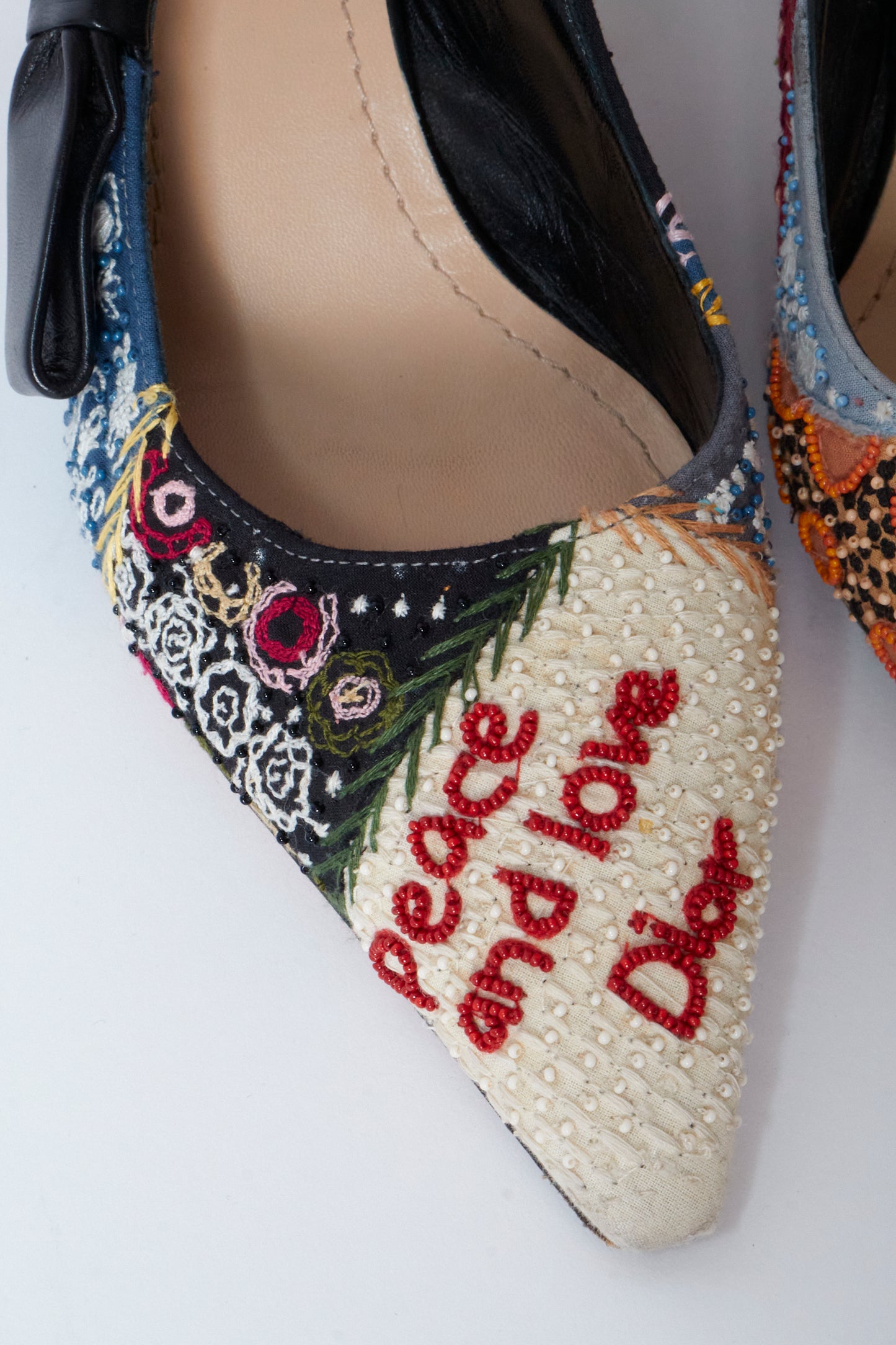 Christian Dior Beaded Leather Slingback Heels