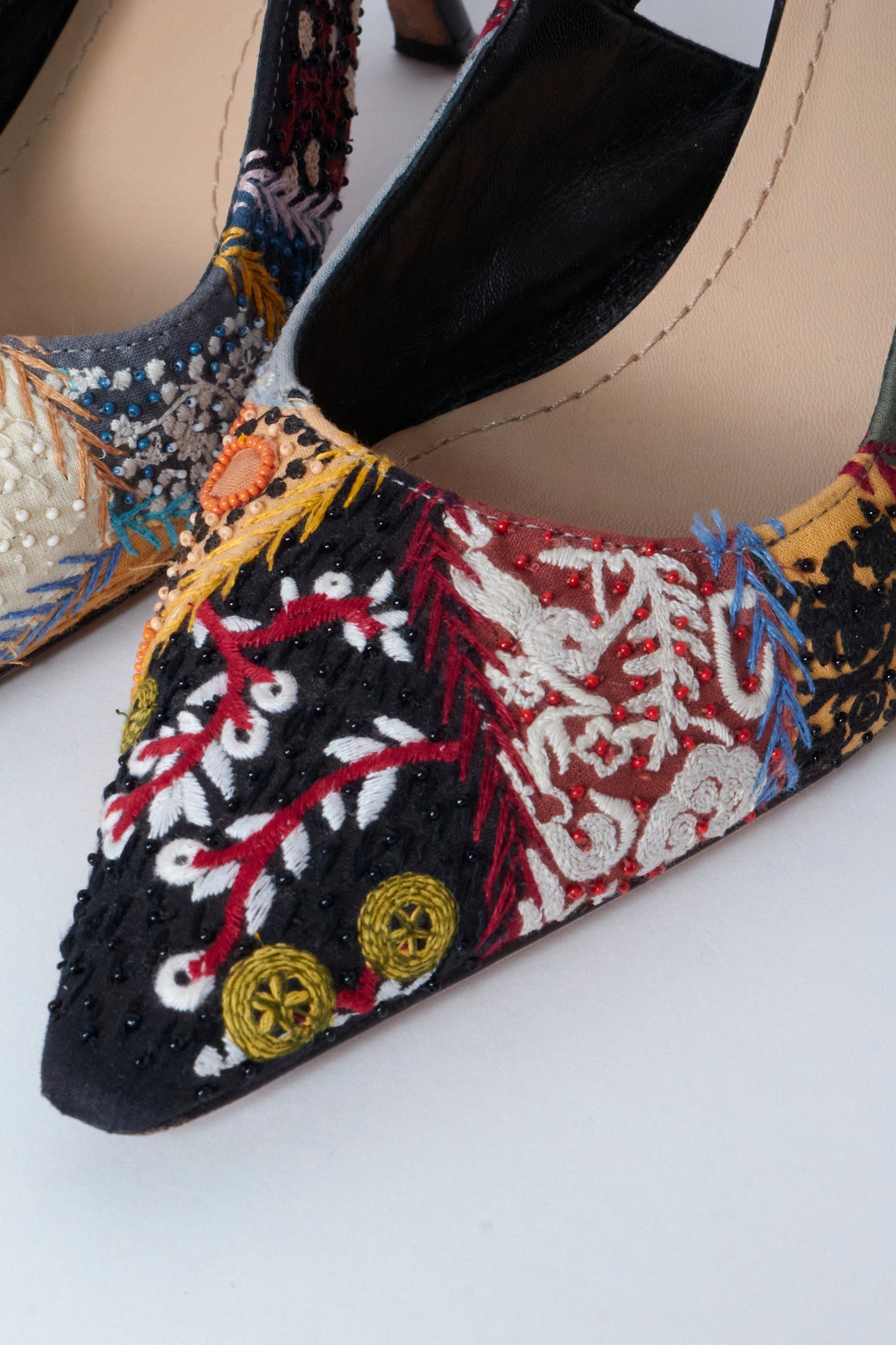 Christian Dior Beaded Leather Slingback Heels
