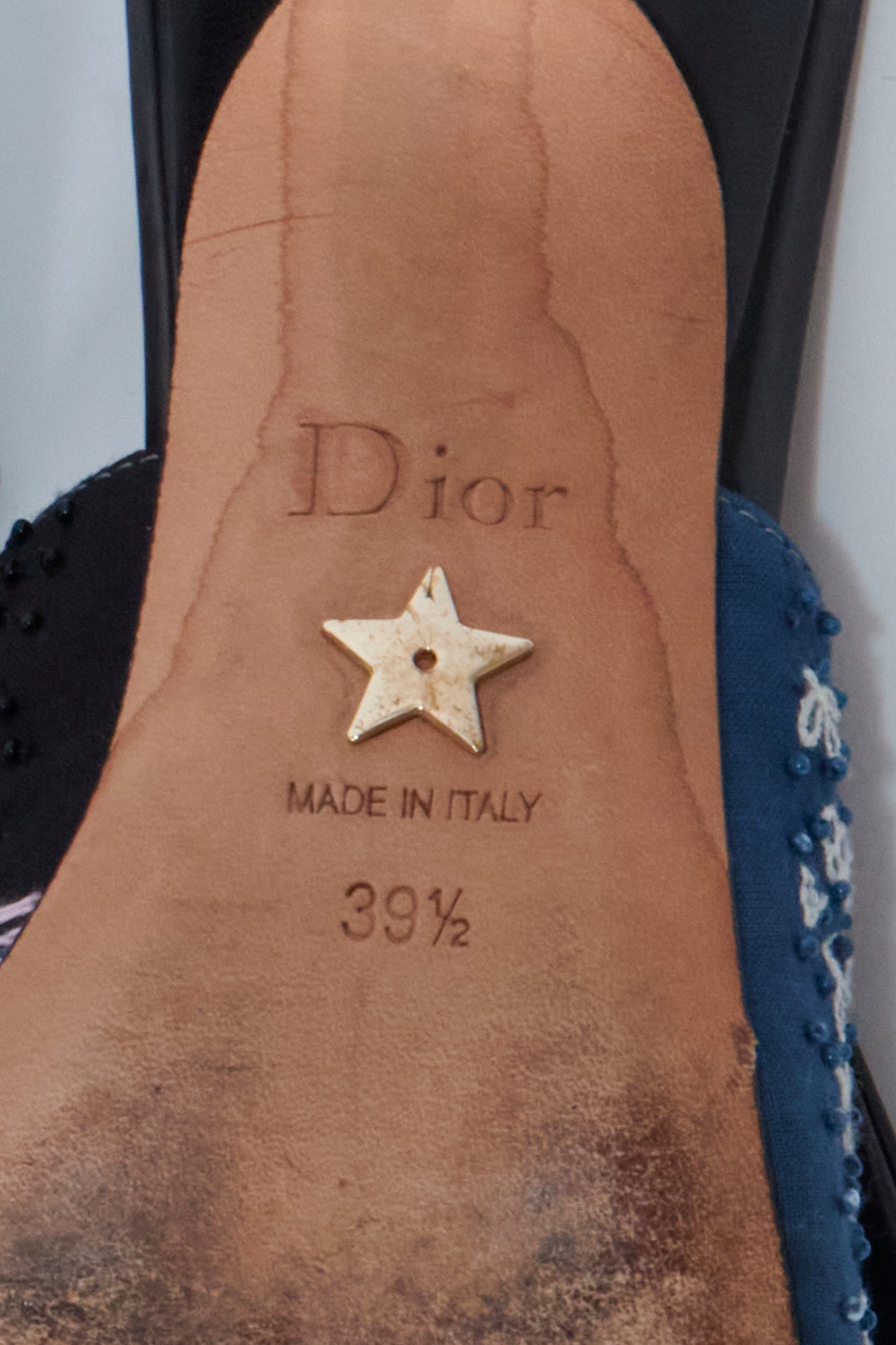 Christian Dior Beaded Leather Slingback Heels