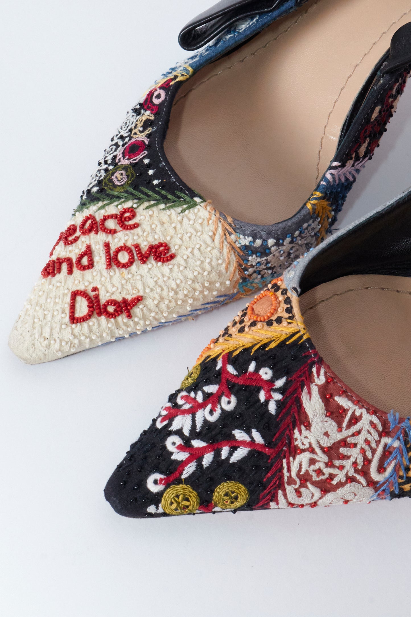Christian Dior Beaded Leather Slingback Heels