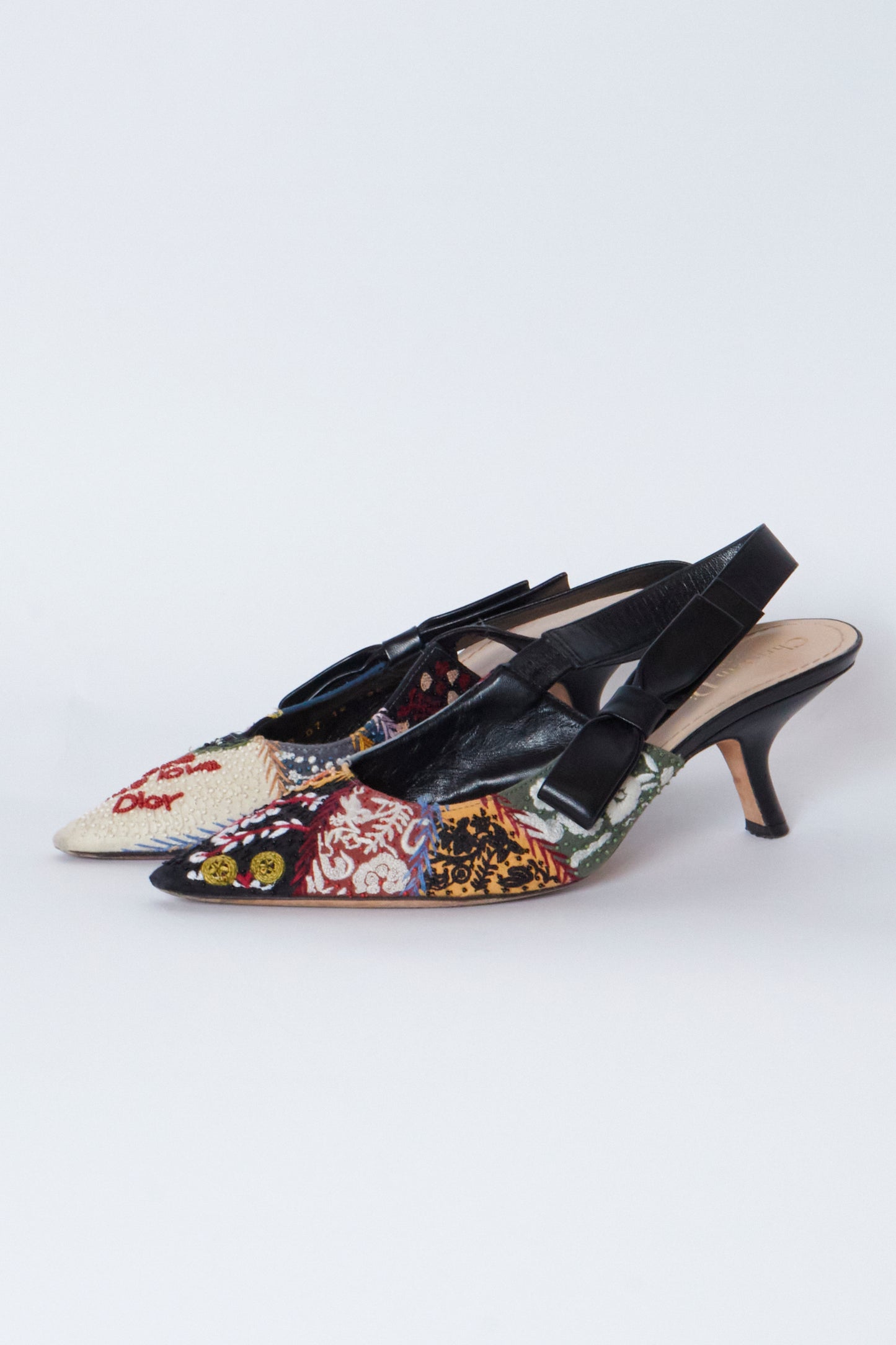 Christian Dior Beaded Leather Slingback Heels