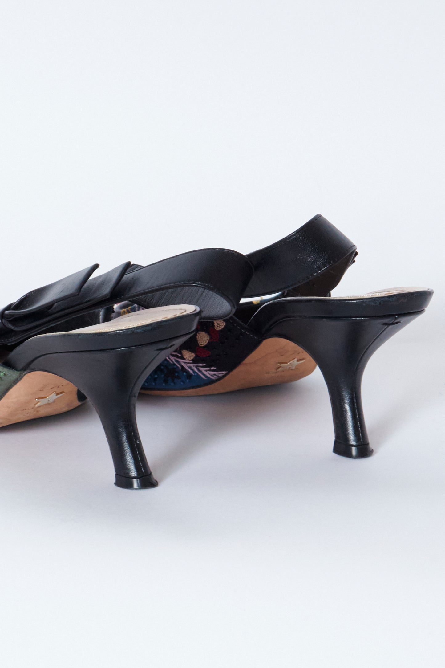 Christian Dior Beaded Leather Slingback Heels