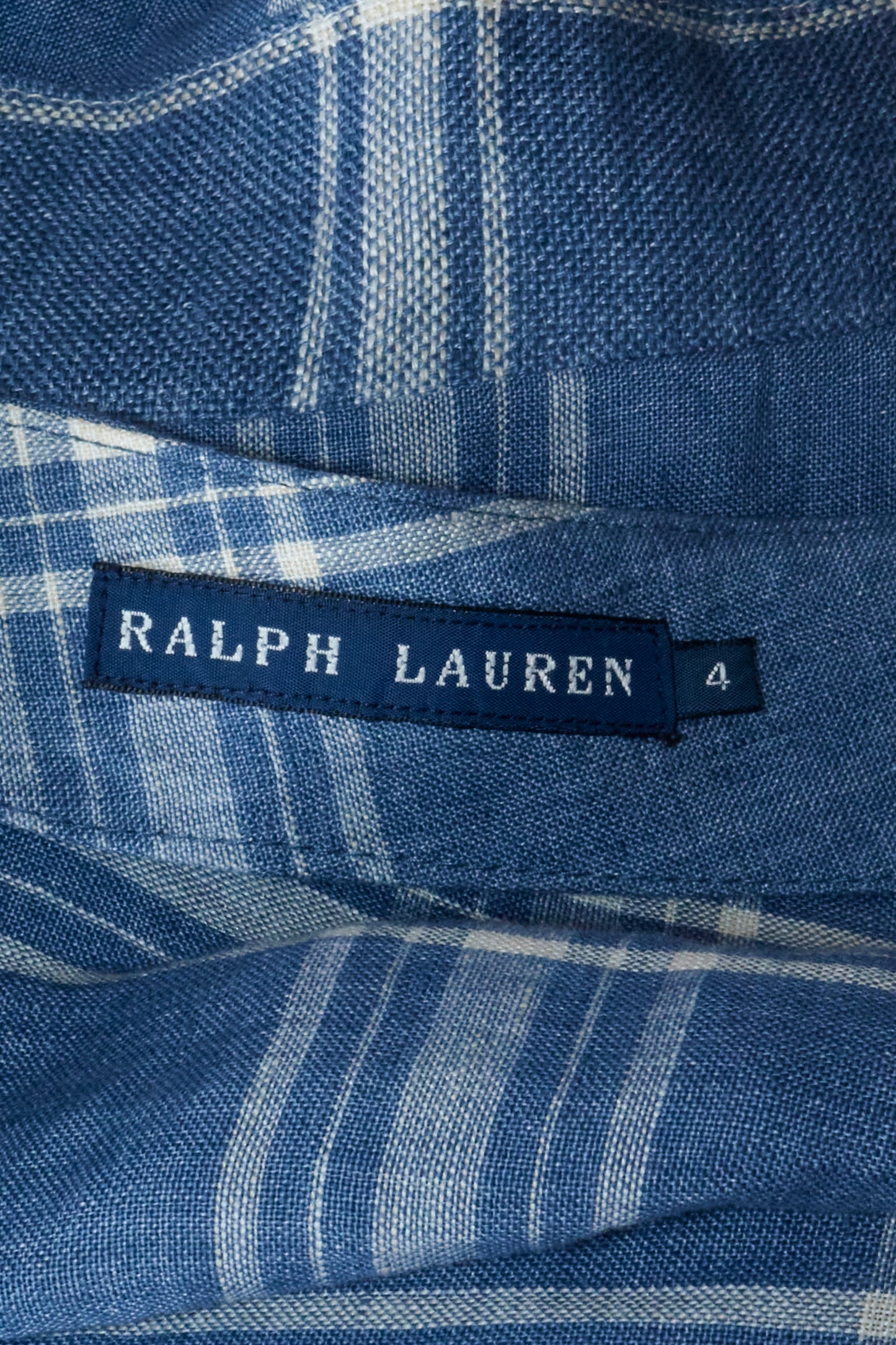 Ralph Lauren 2000s Blue Plaid Linen Maxi Skirt