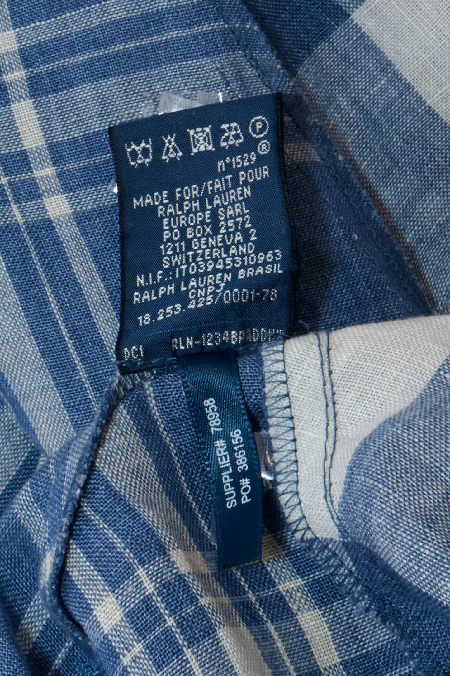 Ralph Lauren 2000s Blue Plaid Linen Maxi Skirt