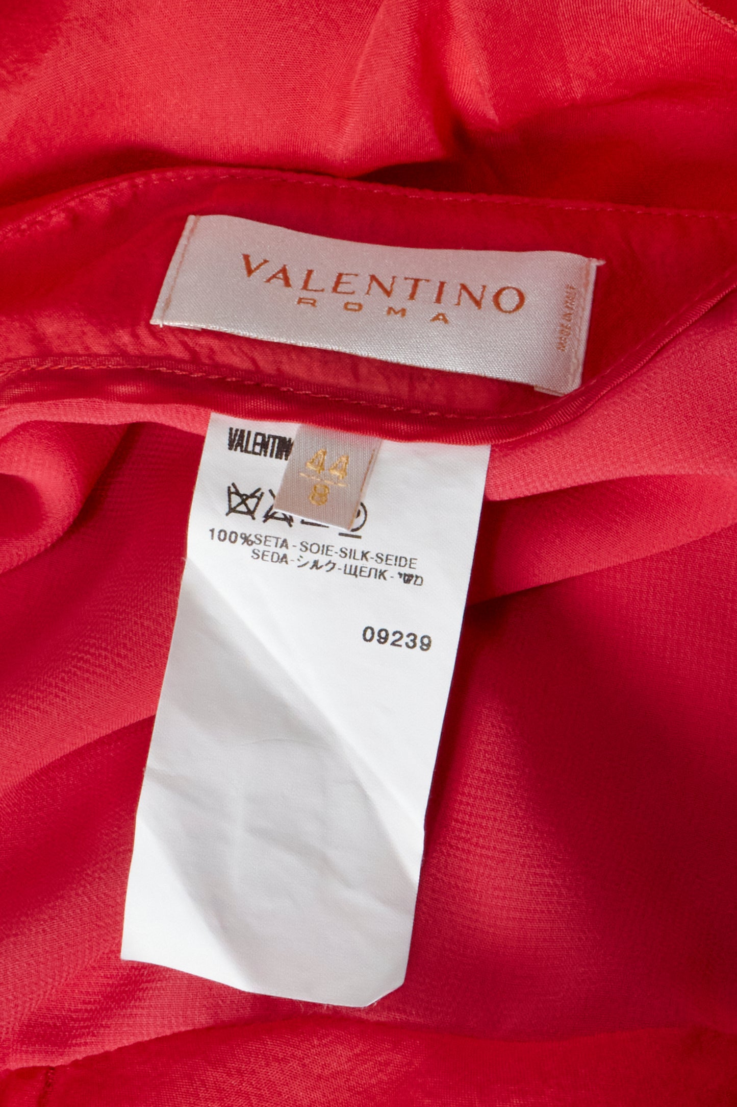 Valentino 2000s Red Ruffle Silk Midi Skirt