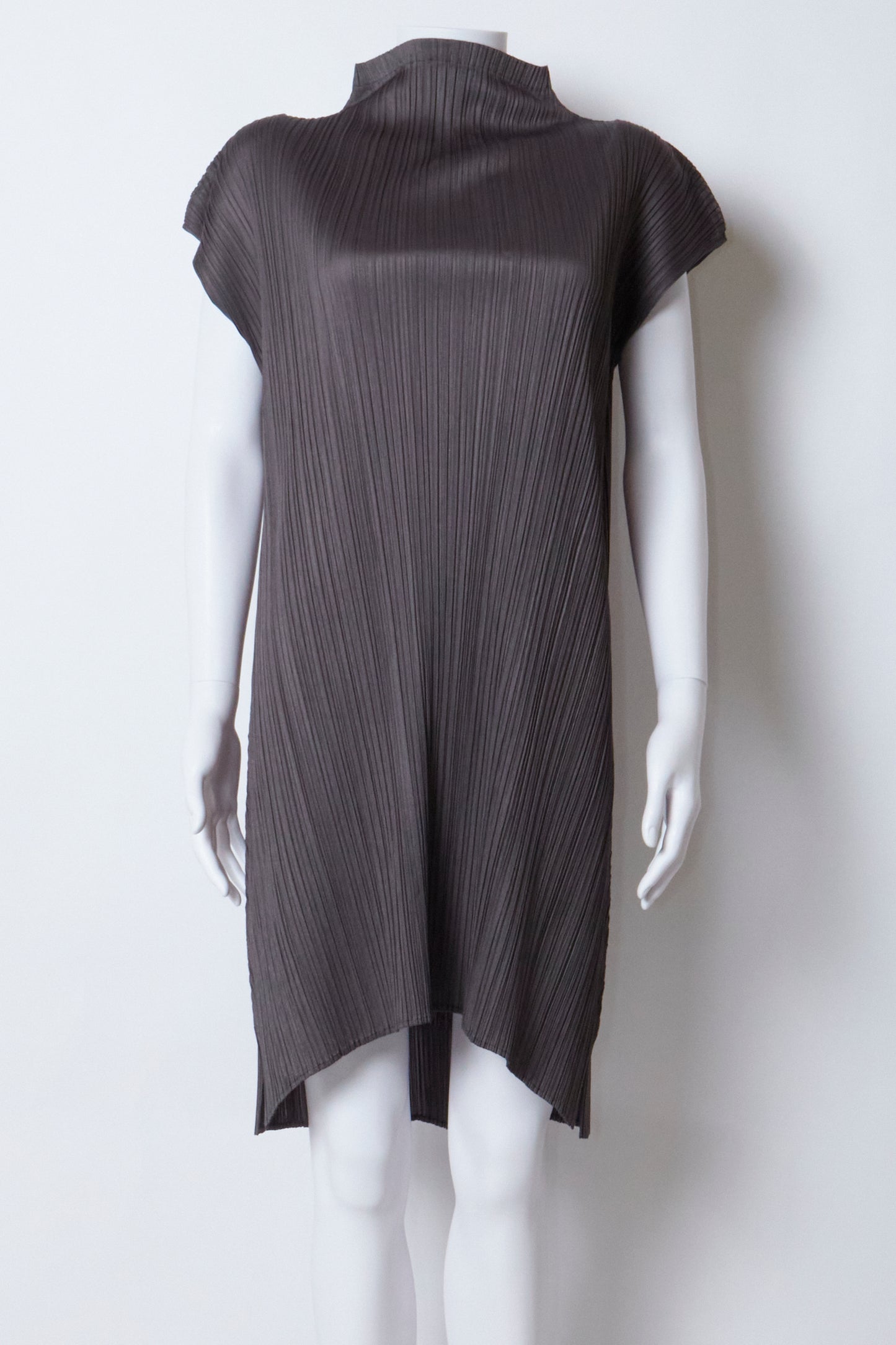 Issey Miyake Pleats Please Grey High Neck Mini Dress