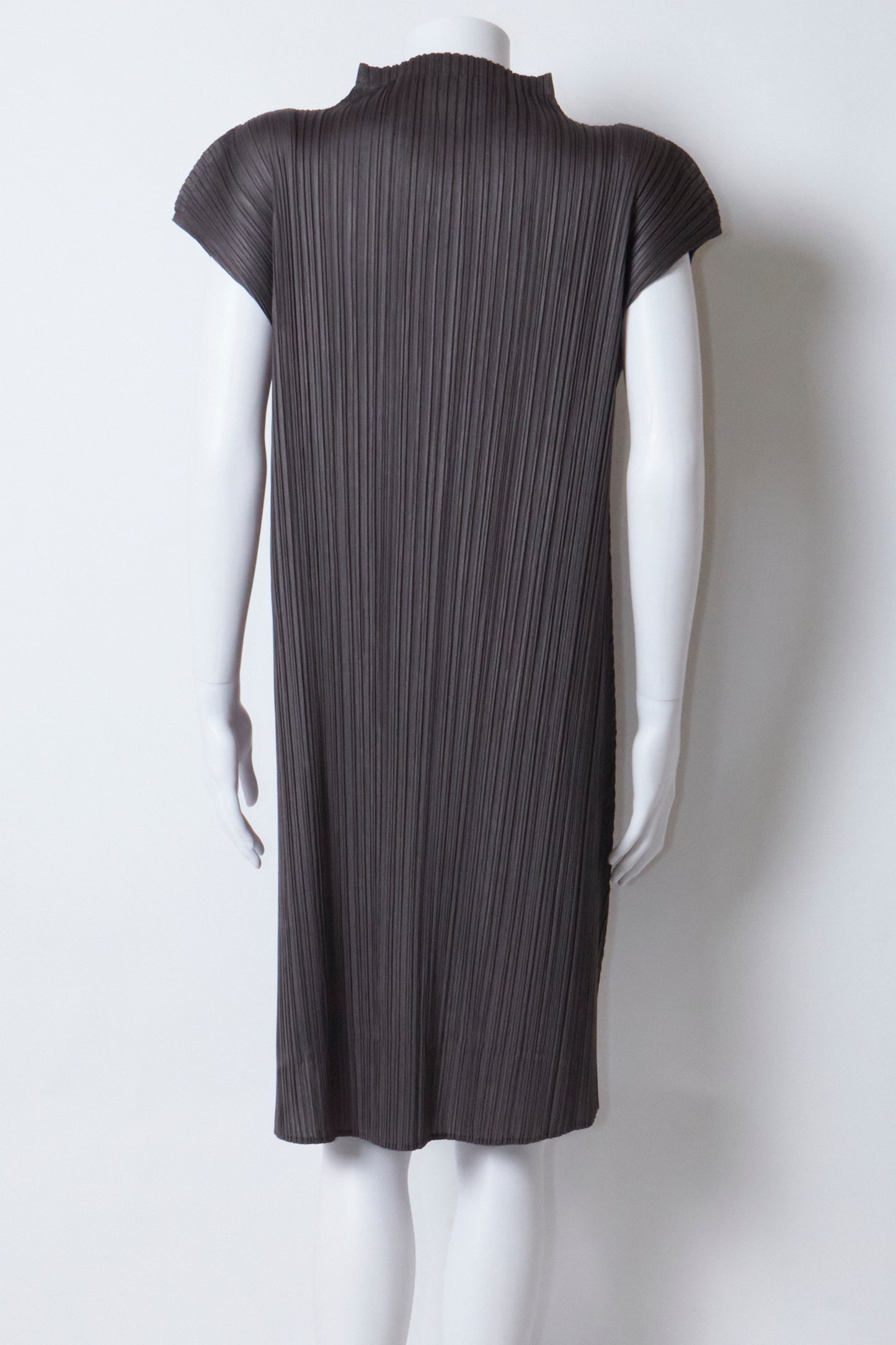 Issey Miyake Pleats Please Grey High Neck Mini Dress