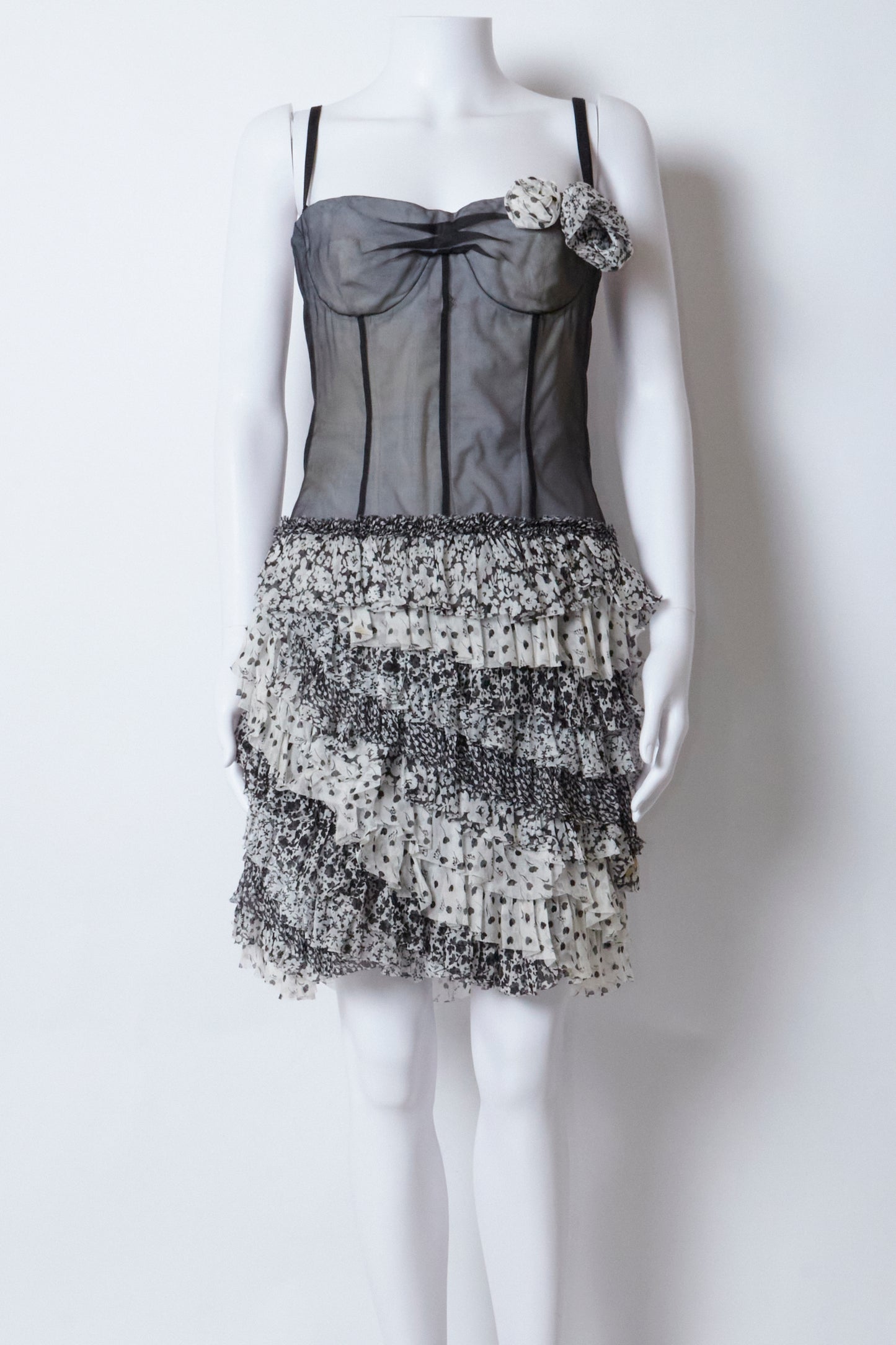 Dolce & Gabbana D&G 2000s Corset Ruffle Mini Dress