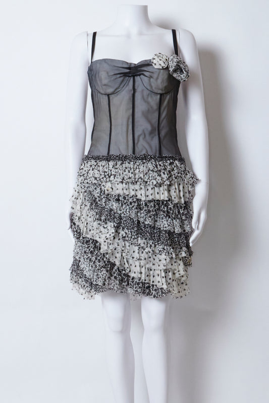 Dolce & Gabbana D&G 2000s Corset Ruffle Mini Dress