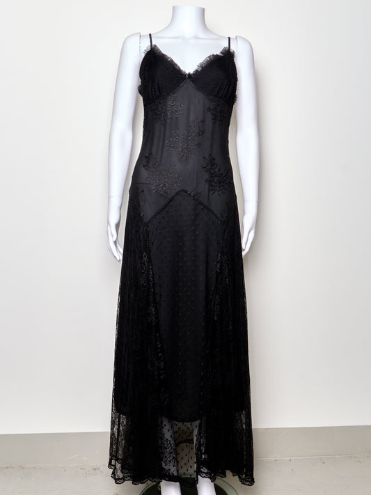 Betsey Johnson 90s Black Lace Maxi Dress