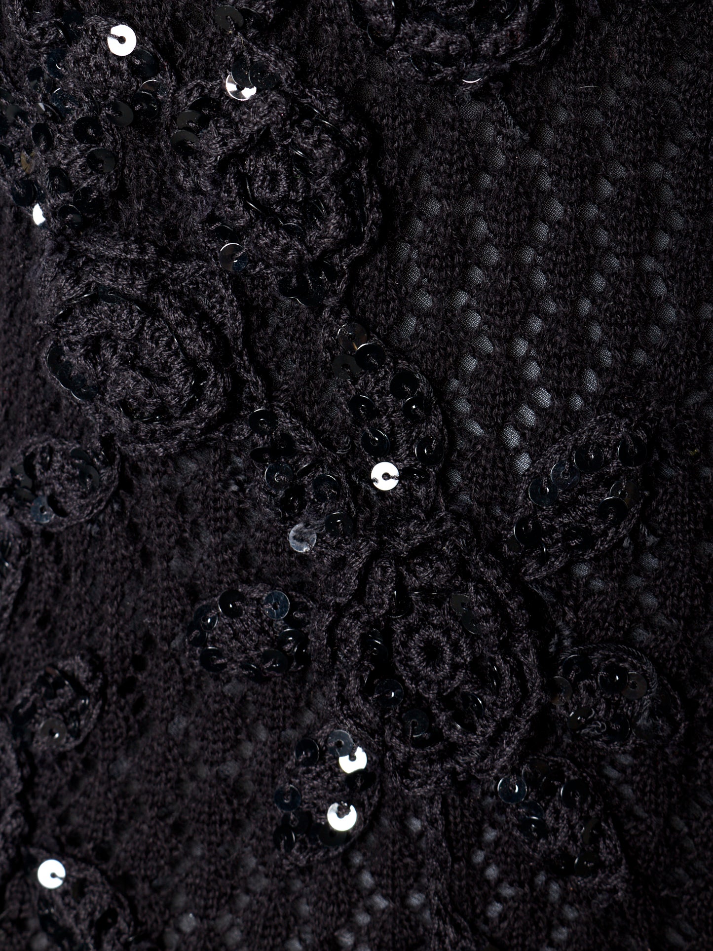 Black Crochet Floral Vintage Midi Dress