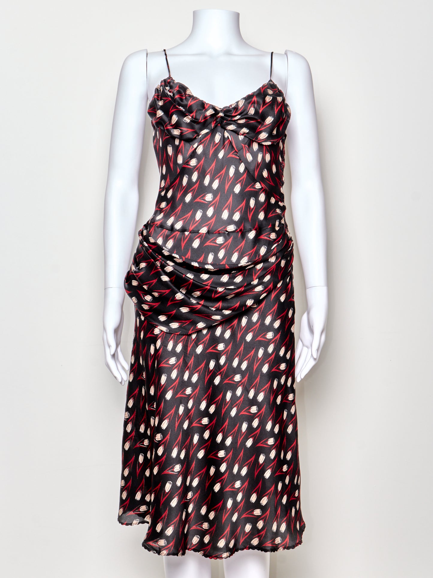 Fall 2000 Black Silk Floral Dress